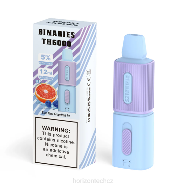 Horizon Tech Vape - HorizonTech Binaries Cabin th6000 jednorázové 12ml B00B108 blue razz grapefruitový led